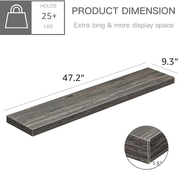 QEEIG Floating Shelves for Wall 47.2" Extra Long - Image 3