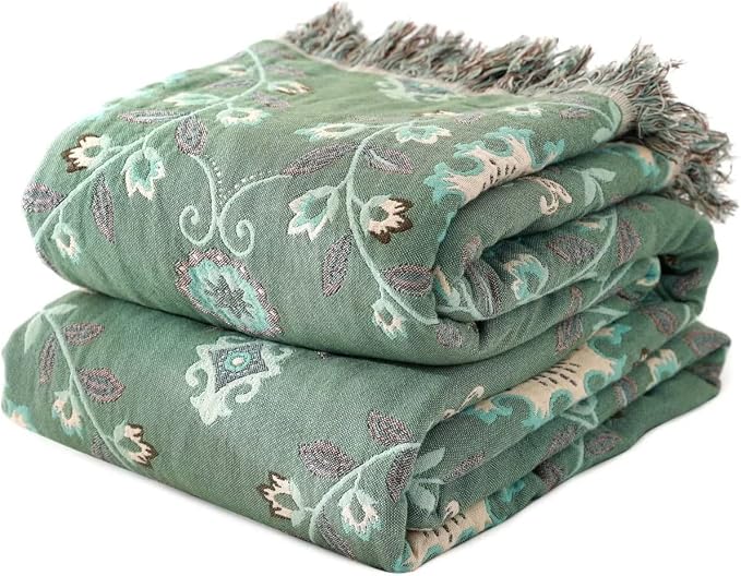 Boho Throw Blanket for Bed 100% Cotton Ultra Soft Rustic Quilt Summer Blanket by LUTBMFindYourFreeSpiritatHome