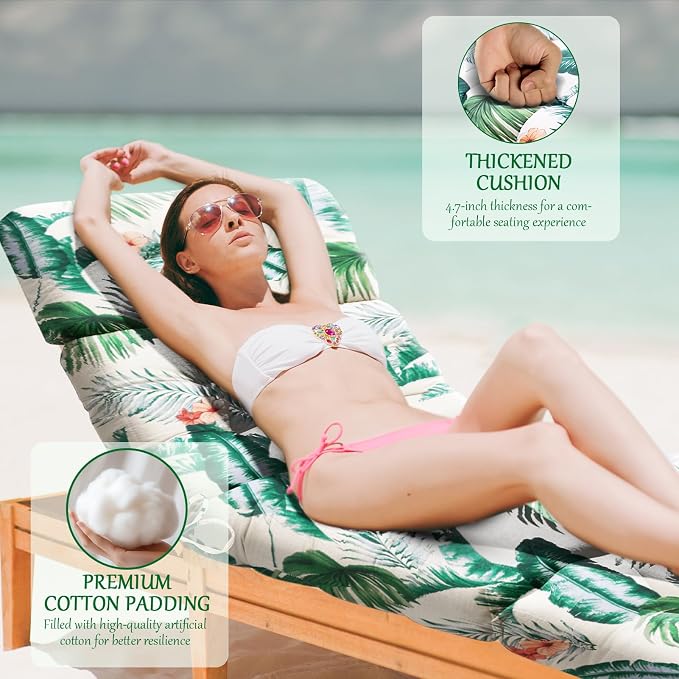 EverPine Outdoor Chaise Lounge Chair Cushion 74.4 x 22.8 x 4.7 Inch, Patio - Image 3