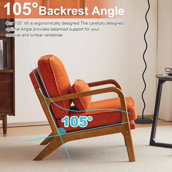 Karl home Mid-Century Modern Accent Chair, Living Room Chairs - Image 4