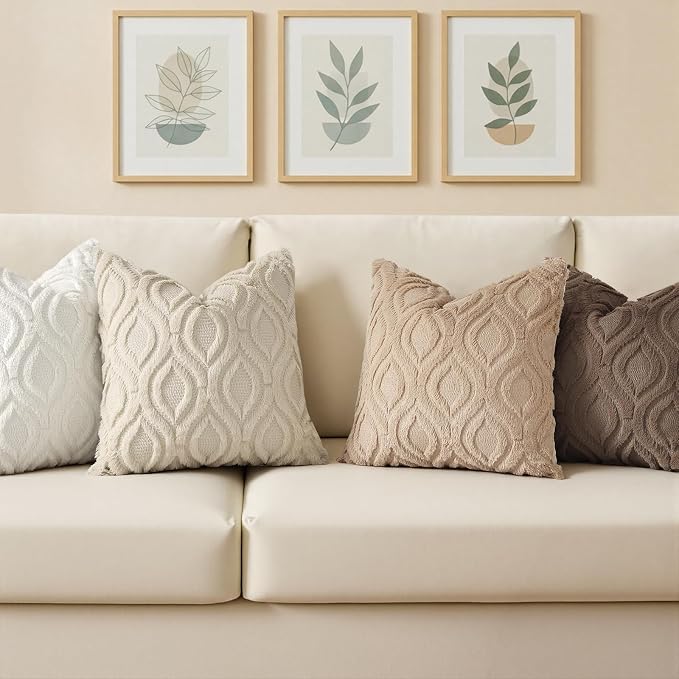 decorUhome Throw Pillow Covers 26x26 Inch Set of 2, Soft Plush Faux Wool Light - Image 4
