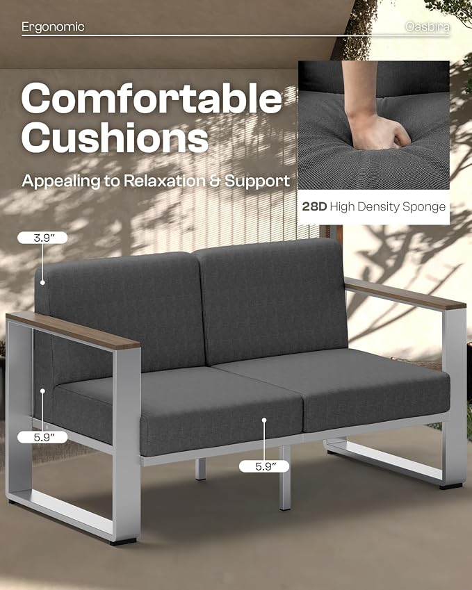 Aluminum Patio Furniture Set, 5 Seats Outdoor Patio Conversation Sets - Image 2