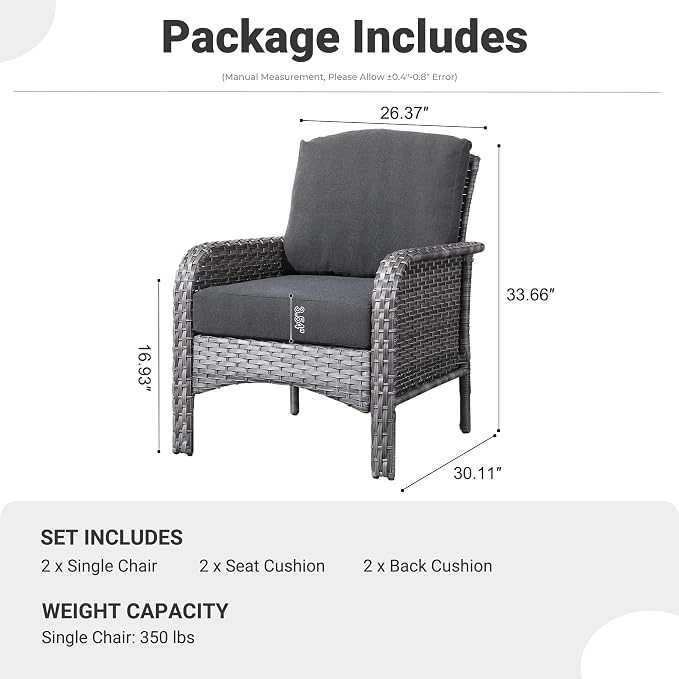 ovios 2-Piece Patio Furniture Set, Outdoor Wicker Sofa - Image 8