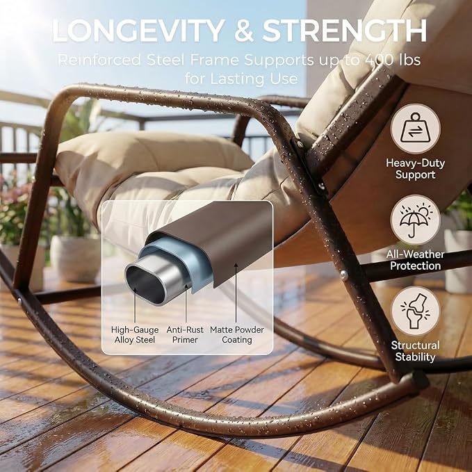 RADIATA 2pcs Rocking Lounge Chair, Indoor Outdoor Reclining Lounger - Image 7