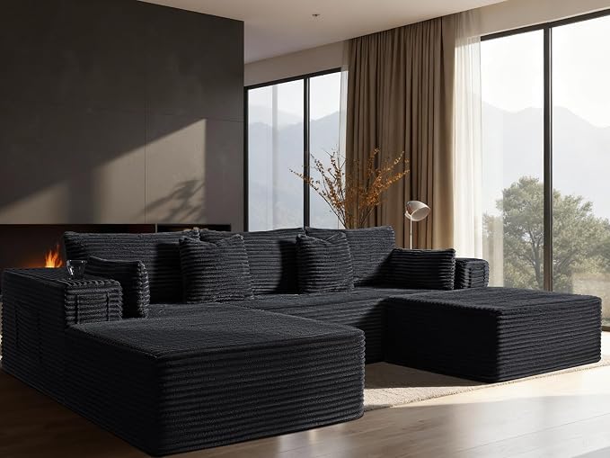 108" Oversized Cloud Sectional Couch, Comfort U Shaped Sofa by VYUXWO