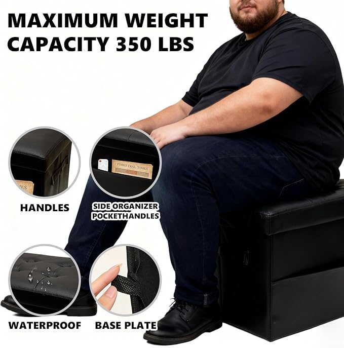 ALASDO Storage Ottoman Footrest Stool Small Ottoman - Image 6
