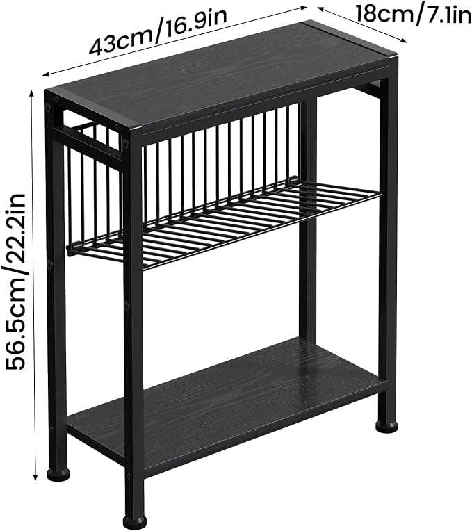 End Table for Small Space, 3-Tier Narrow Side Table - Image 3