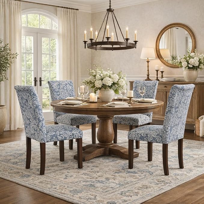 HomePop Classic Parsons Dining Chair -Denim Jacobean Print - Image 2