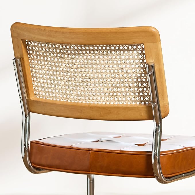 GrandNoor Rattan Dining Chairs Set, Wooden Mid Century Modern Dining Room Chairs - Image 7