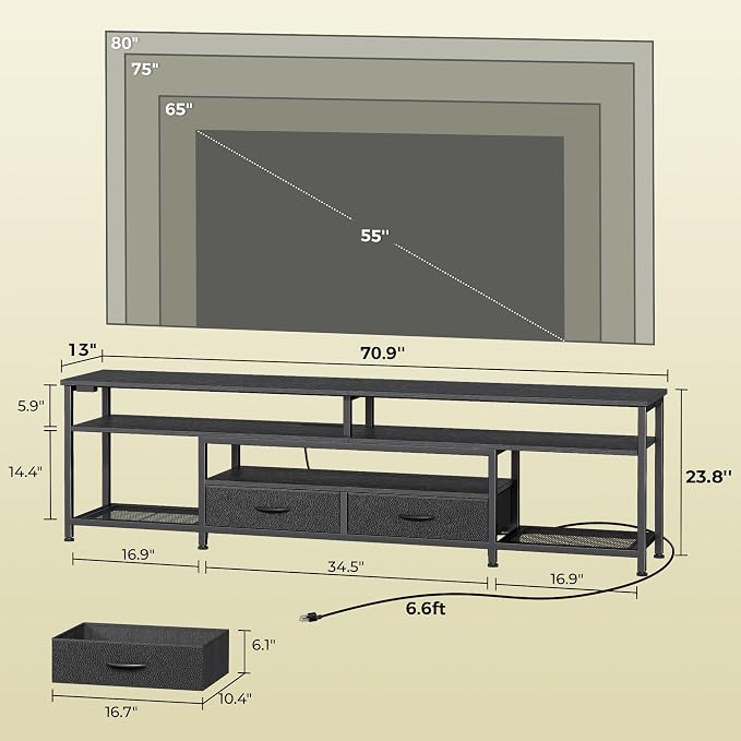 Huuger TV Stand for 75 80 Inch TV, Entertainment Center - Image 6