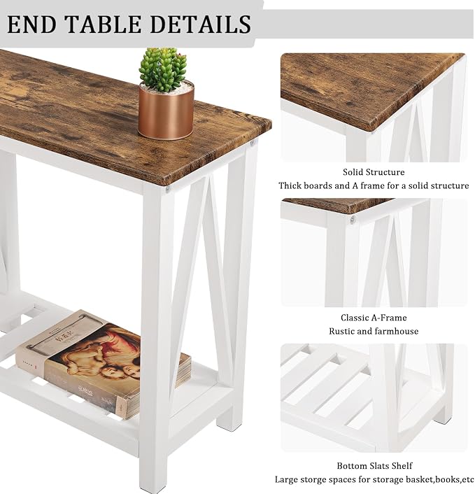 Narrow End Table Rectangular Side Tables - Image 5