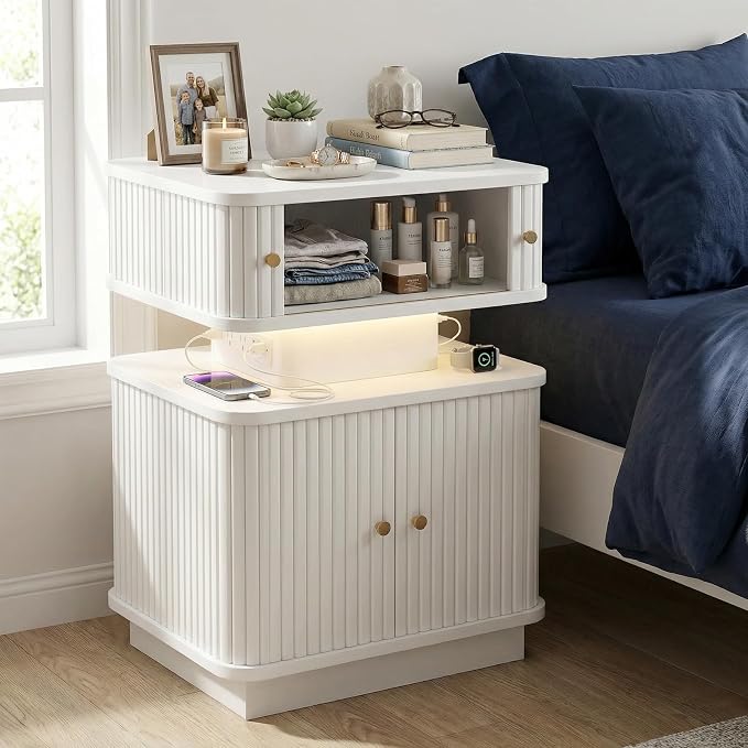 Night Stand Set 2, LED Nightstand, Bedroom Night Stand - Image 4
