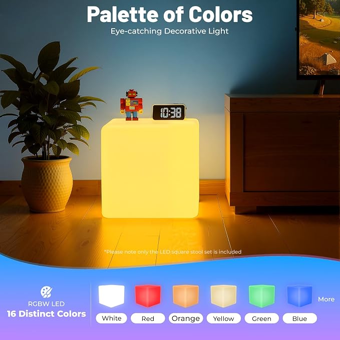 Rechargeable LED Cube Chair, 16 Colors Remote Conctrol Glow Furniture Stool - Image 6
