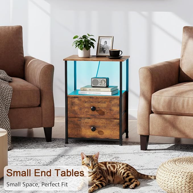 LOAKEKEL Night Stand Set 2, LED Nightstand - Image 7