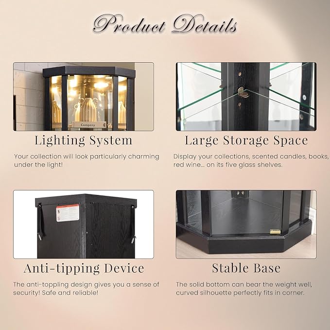Anwick Corner Display Curio Cabinets - Image 3