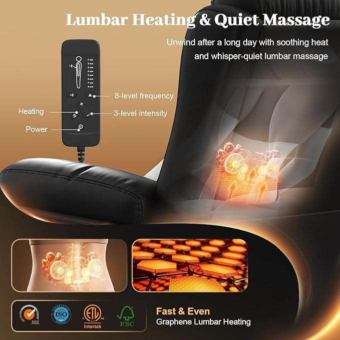 Power Loveseat Recliner with 2-Point Graphene Heat & Massage, Under-Seat - Image 2
