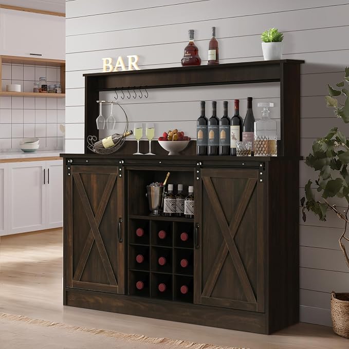 4ever2buy Farmhouse Coffee Bar Cabinet - Image 7