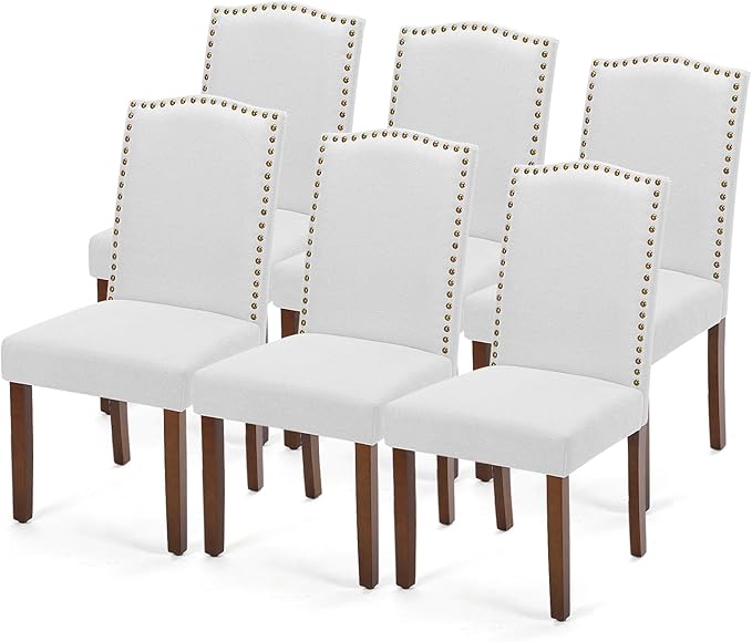 DUMOS Upholstered Dining Chairs Set of 6, Farmhouse Fabric Dining Room Kitchen by DumosLifestyle