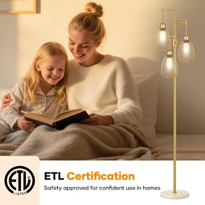 Dimmable Floor Lamp, 3x800LM LED Bulbs Included, Farmhouse Industrial Floor - Image 6
