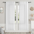 Nanspring White Semi Sheer Linen Curtains 73 Inch Length by Nanspring