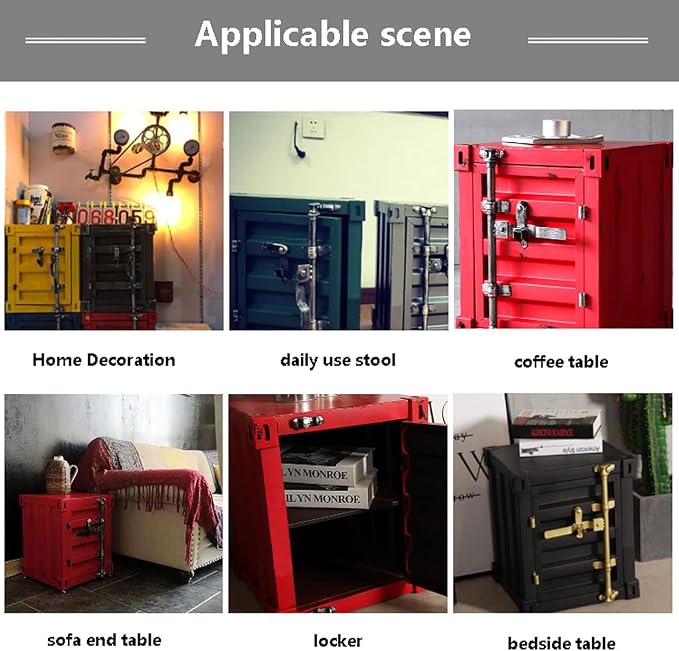 ZHAOYONGLI-End Tables Industrial Wind Bedside Table, Container Style Locker - Image 3