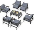 SERWALL HDPE Outdoor Furniture Set, 7 Piece All Weather Wood-Like Outdoor Sofa by SERWALL