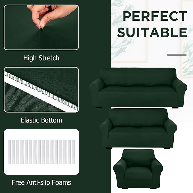 Peryiter 3 Pcs Couch and Loveseat Covers Set Sofa Cover - Image 4