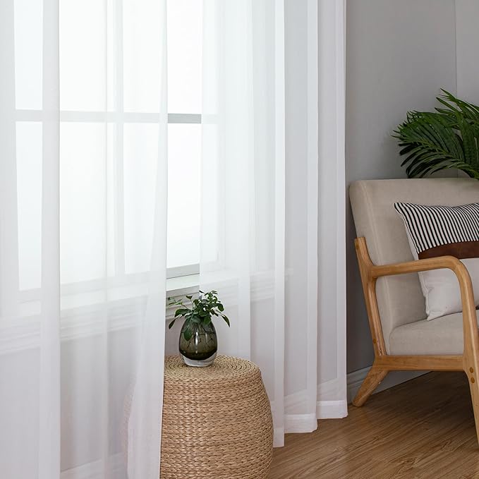 Aiyufeng 2 Pack: Basic White Sheer Curtain Drapes - Image 4