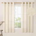 LAMIT Beige Linen Curtains 63 inch Length 2 Panels by LAMIT