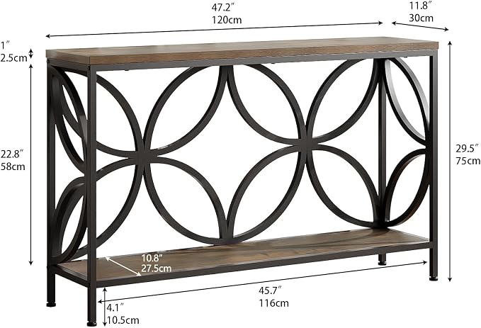 GiftGo Narrow Sofa Table 47.2 Inch, Industrial Sofa Table Behind Couch - Image 2