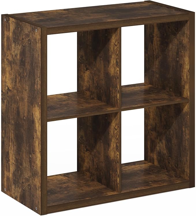 Furinno Cubicle Book Shelf, 4-Cube Bookshelf, Extra Thick Frame Reversible - Image 10