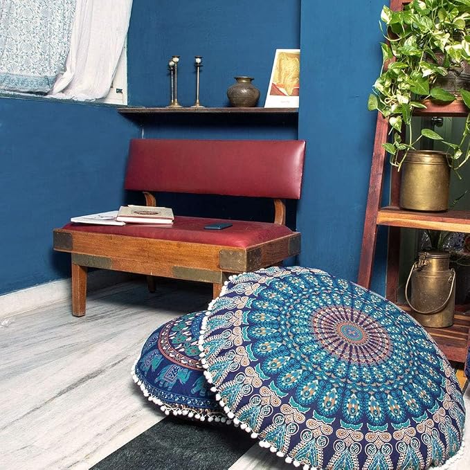 Mandala Floor Pillow Cover Meditation Cushion Seating Throw Hippie Round - Image 4