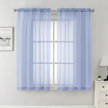 Lecloud Denim Blue Sheer Curtains 63 Inch Length 2 Panels, Light Filtering by Lecloud