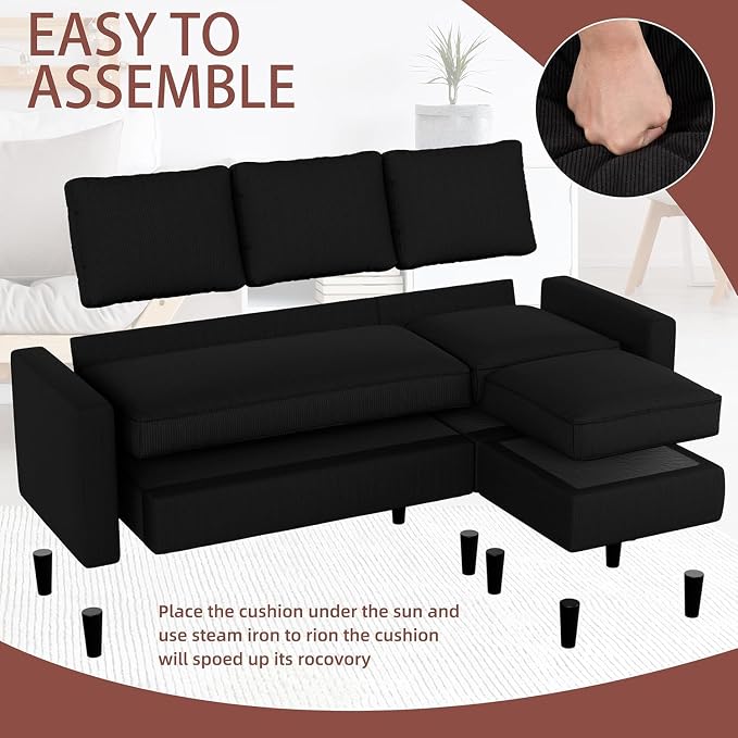 Nuturelly Modern Convertible Sectional Sofa Couch - Image 7