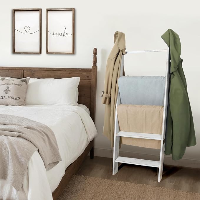 Honest Blanket Ladders for The Living Room, 5-Tier Blanket Holder, Wall-Leaning - Image 5