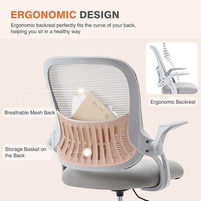Sweetcrispy Office Computer Desk Chair, Ergonomic Mid-Back Mesh Rolling Work - Image 5