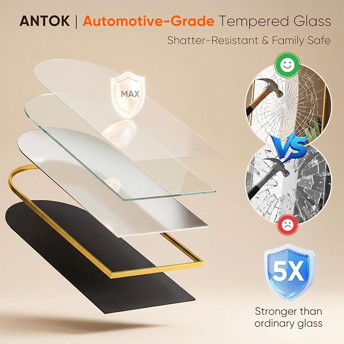 Antok 56" x15” Arched Full Length Floor Mirror, Free Standing/Wall Mount/Leaning - Image 6