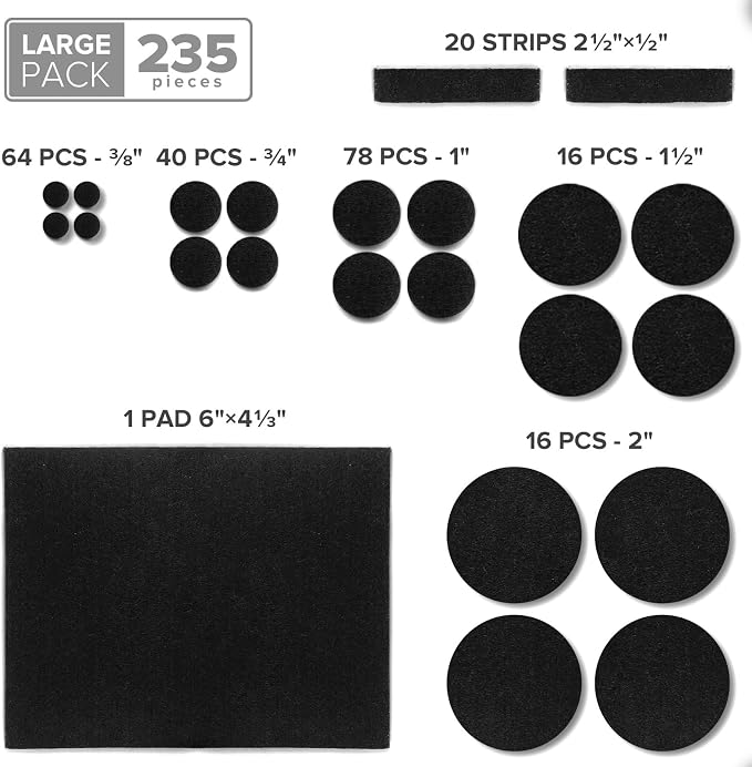 Felt Furniture Pads 235 PCS X-Protector! Huge Quantity of Black Furniture Pads - Image 4