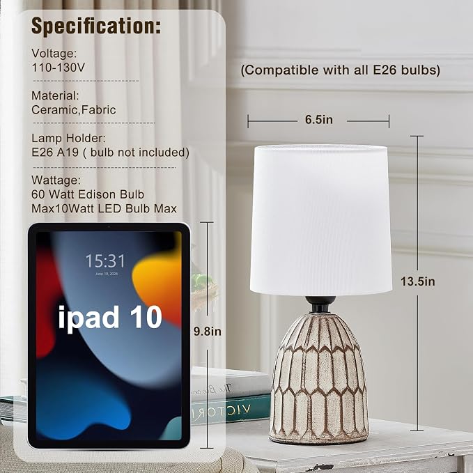 EJIAXIN Small Table Lamp -13.5" Boho Lamp - Image 2