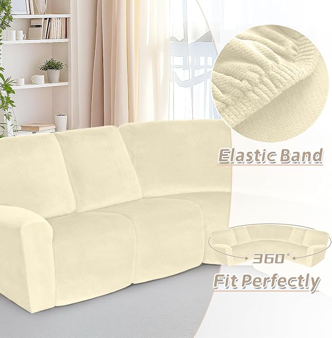 Arfntevss Sectional Recliner Couch Covers Velvet Corner Sectional Sofa Cover - Image 6
