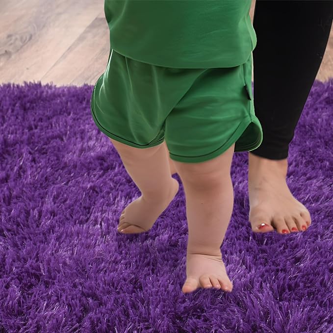 Soft Runner Rugs for Bedroom Hallways, 2x6 Purple Fluffy Shag Throw Area Rug - Image 4