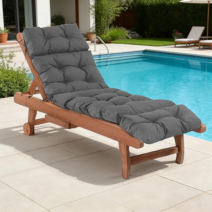 Chaise Lounge Cushions Outdoor, Waterproof & Fade Resistant Patio Lounge Chair by IASEAHK