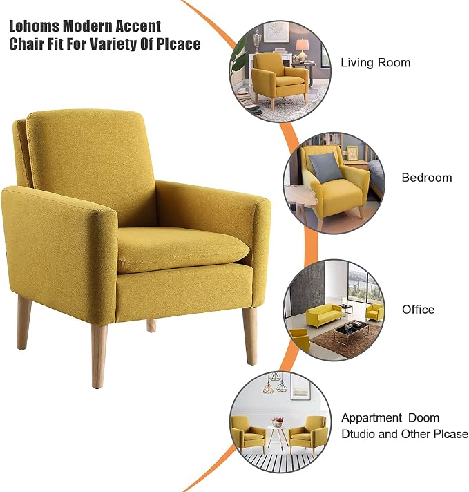 Set of 2 Accent Chairs Living Room Modern Arm Chair Comfortable Fabric Comfy - Image 7