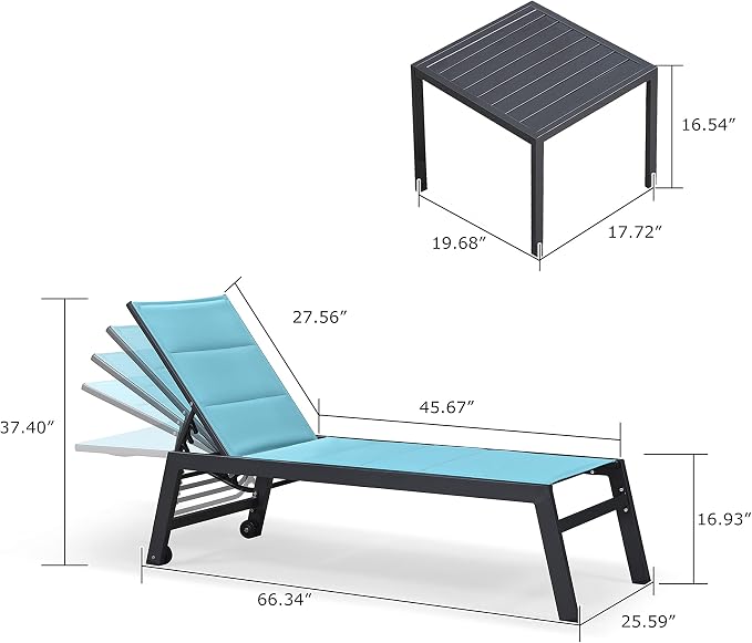 PURPLE LEAF Outdoor Lounge Chairs Aluminum Chaise Lounge Set of 2 Patio Chaise - Image 2