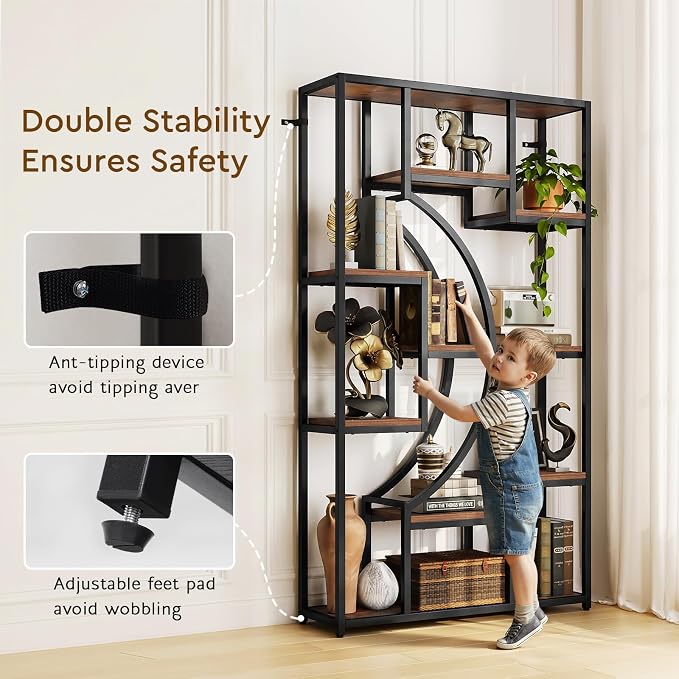 HolliWill 70.8" Tall Bookshelf Set of 2, Etagere Bookcase - Image 8