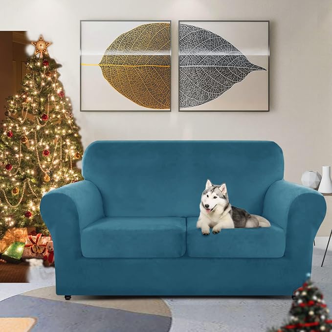 ZNSAYOTX Luxury Velvet Sofa Cover 3 Piece Stretch Loveseat Covers - Image 2