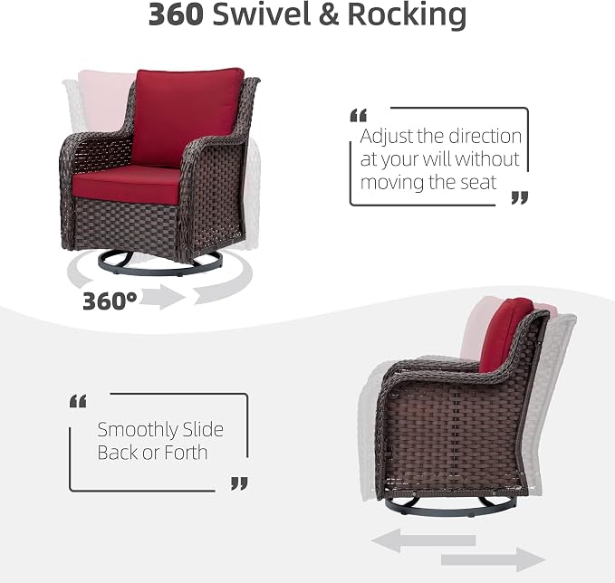 Towallmark Outdoor Swivel Wicker Glider Patio Chairs - Image 3