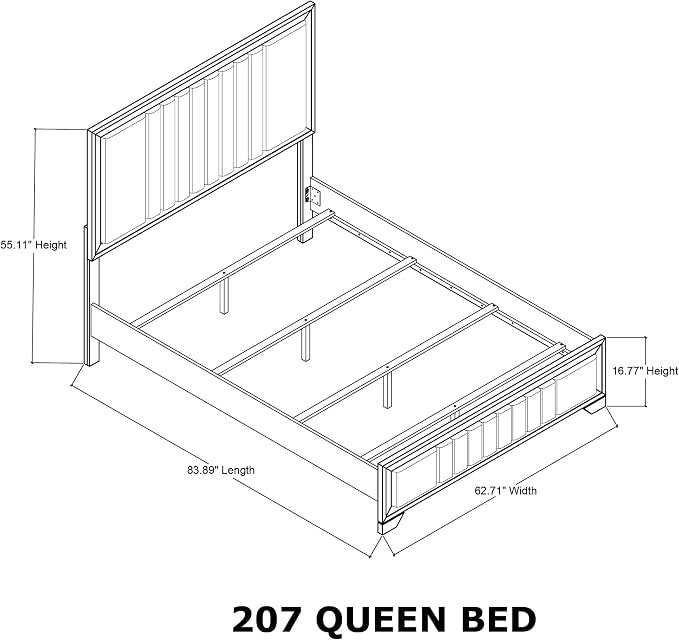 Kings Brand Furniture 6-Piece Modern & Premium Bedroom Set in Walnut Wood Finish - Image 7