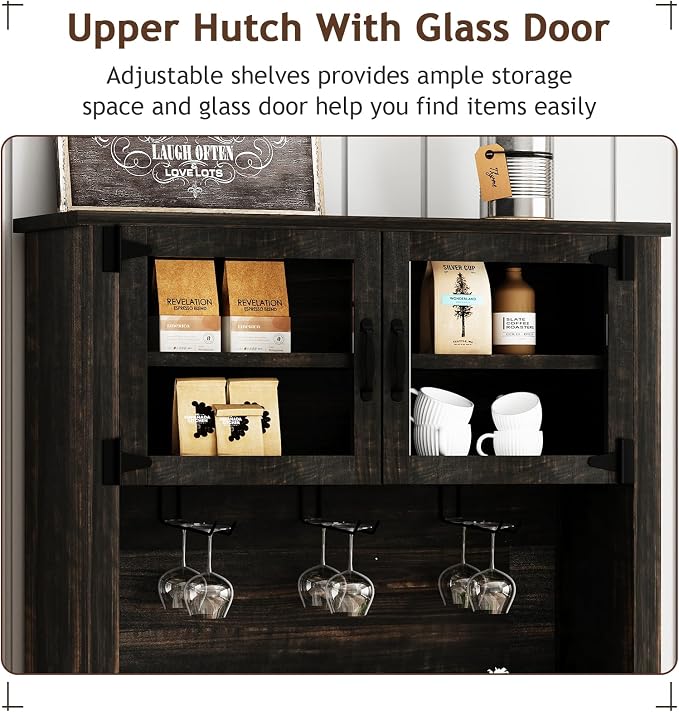 4ever2buy Farmhouse Coffee Bar Cabinet - Image 3