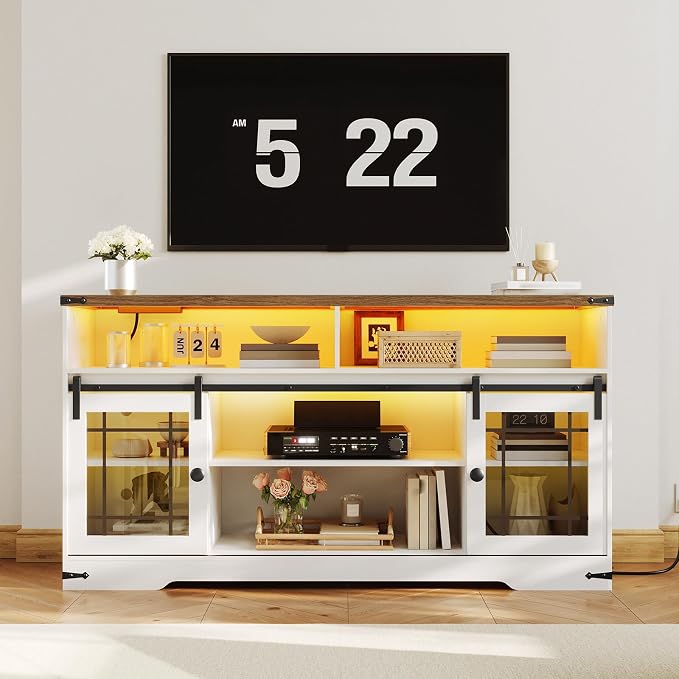 HOOBRO TV Stand for 65 Inch TV, Farmhouse Entertainment Center - Image 2